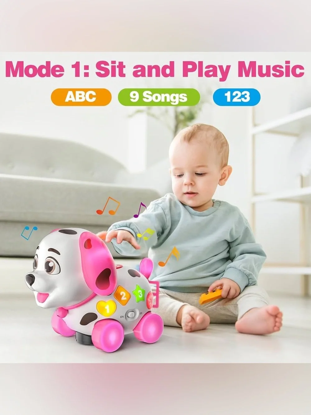 Pink Musical Pull-Along Puppy Toy for Toddlers - Interactive Learning Play